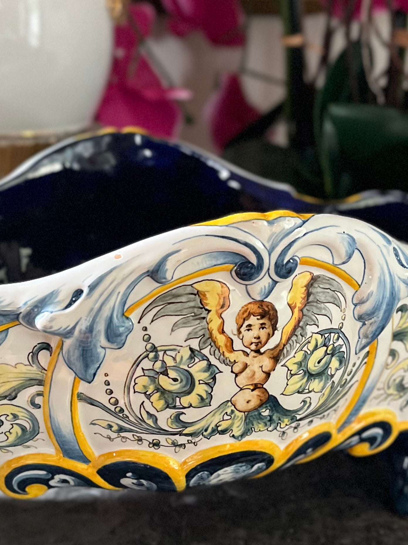 Live 06/22 Antique Ginori Renaissance Revival Majolica Vasque | Italian Faience Centerpiece