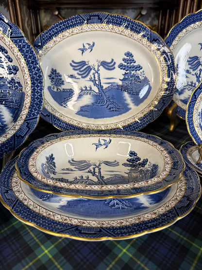 Vintage Booths Real Old Willow Oval Serving Bowl | A8025 | 10” × 8” | English Transferware