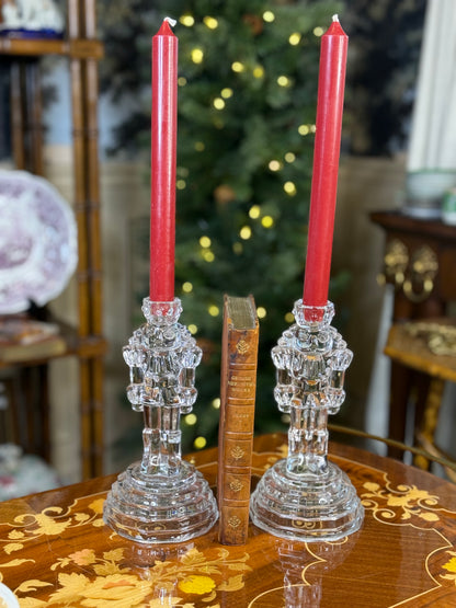 RESERVED - MIMI - Pair of Crystal Nutcracker Candlesticks | Holiday Taper Candle Holders | 8” H