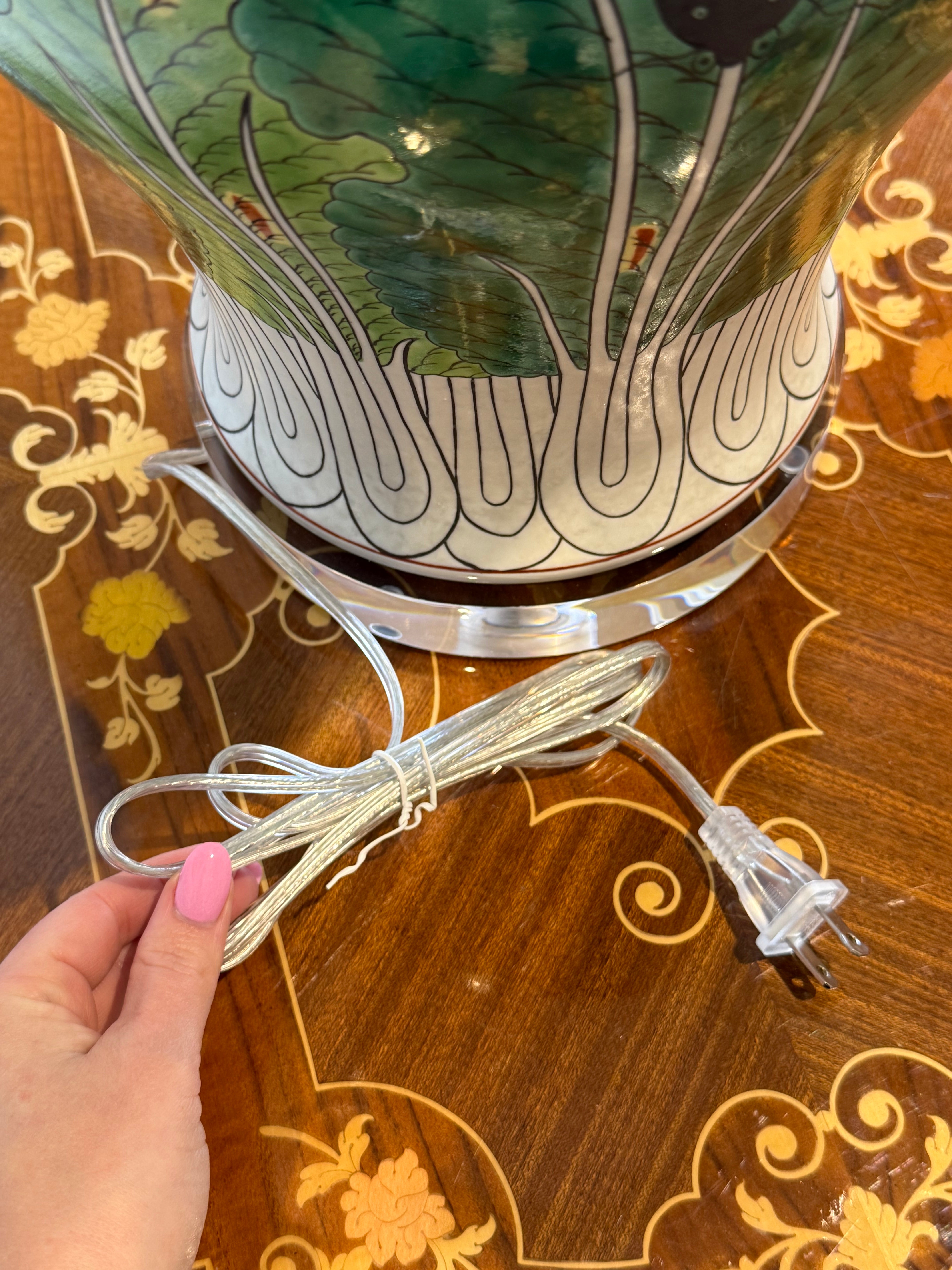 Original 1930s Vintage Custom Bok-Choy Porcelain Lamp | Imported