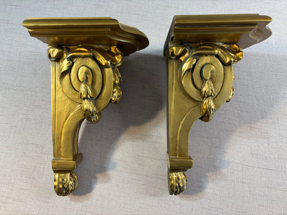 Gorgeous ornate gold sconces pair!