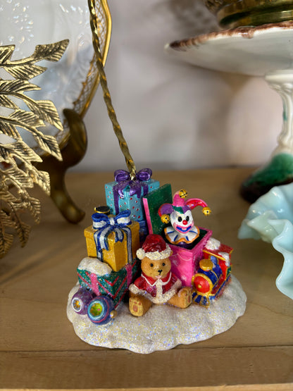 Radko ornament stand with toy box decor!