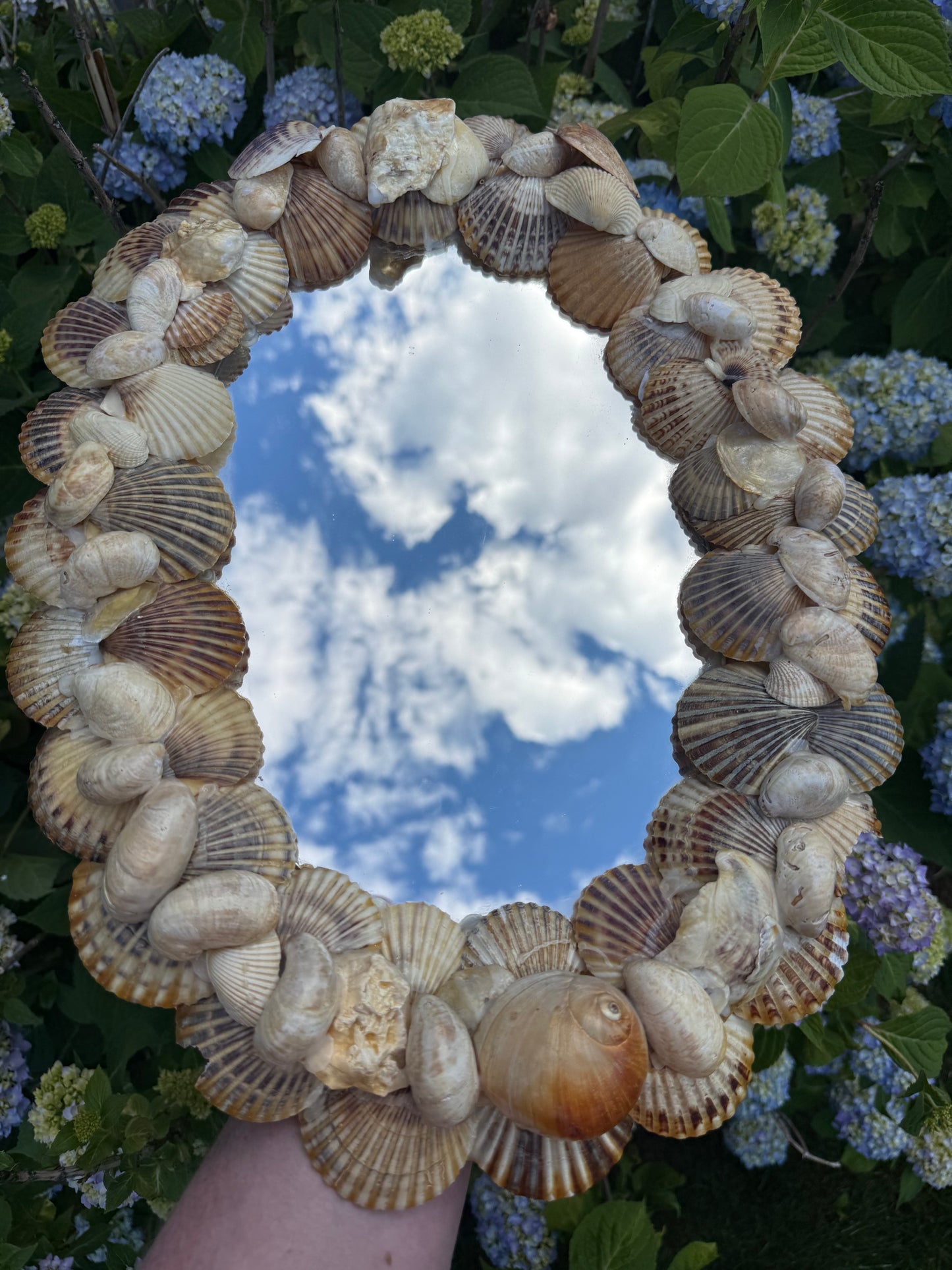 Vintage Handmade Shell-Encrusted Coastal Mirror