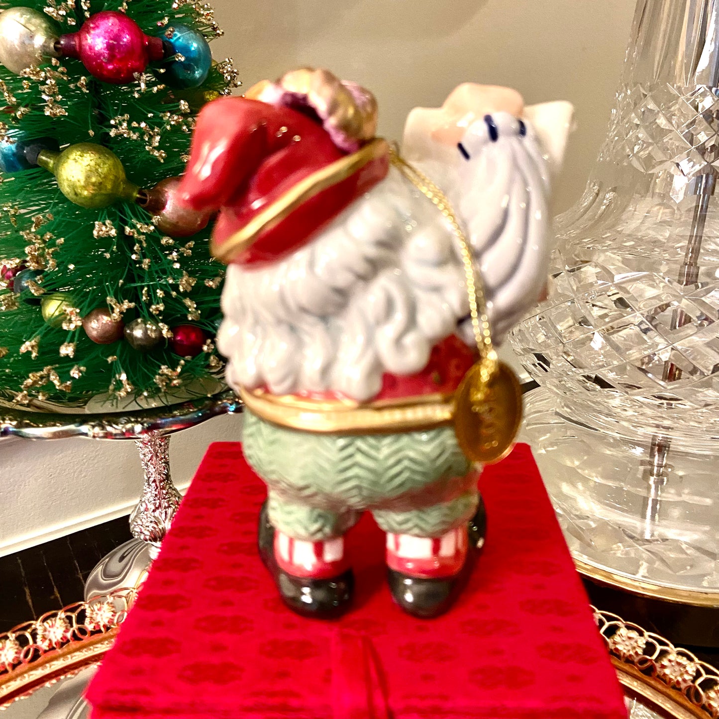 Vintage designer Fitz & Floyd santa clause christmas ornament