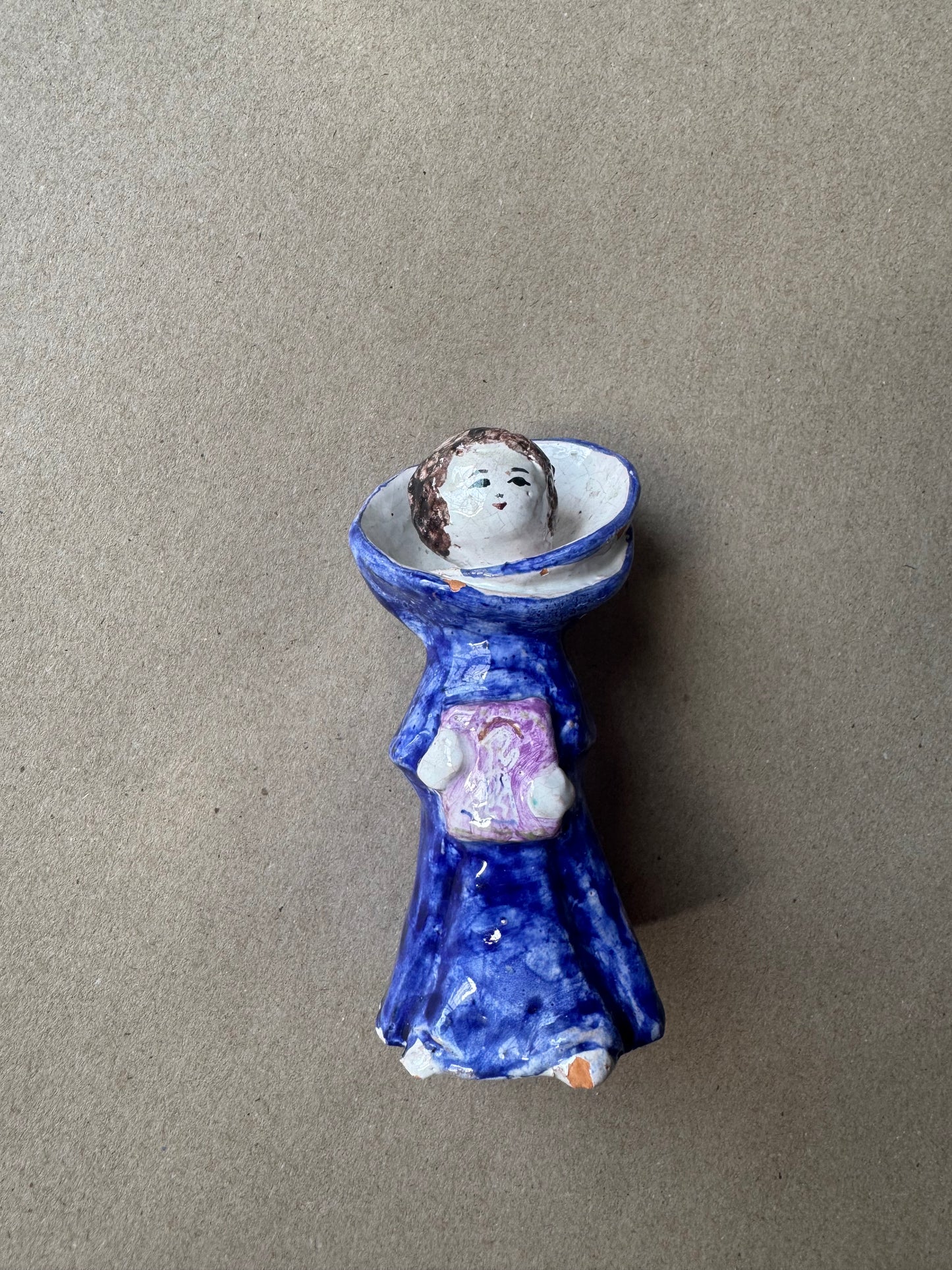 Vintage Handmade Folk Art Pottery Figurine