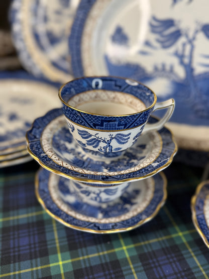 RESERVED - Vintage Booths Real Old Willow Cup & Saucer Set | A8025 | Made in England | Blue & White | 4 Available