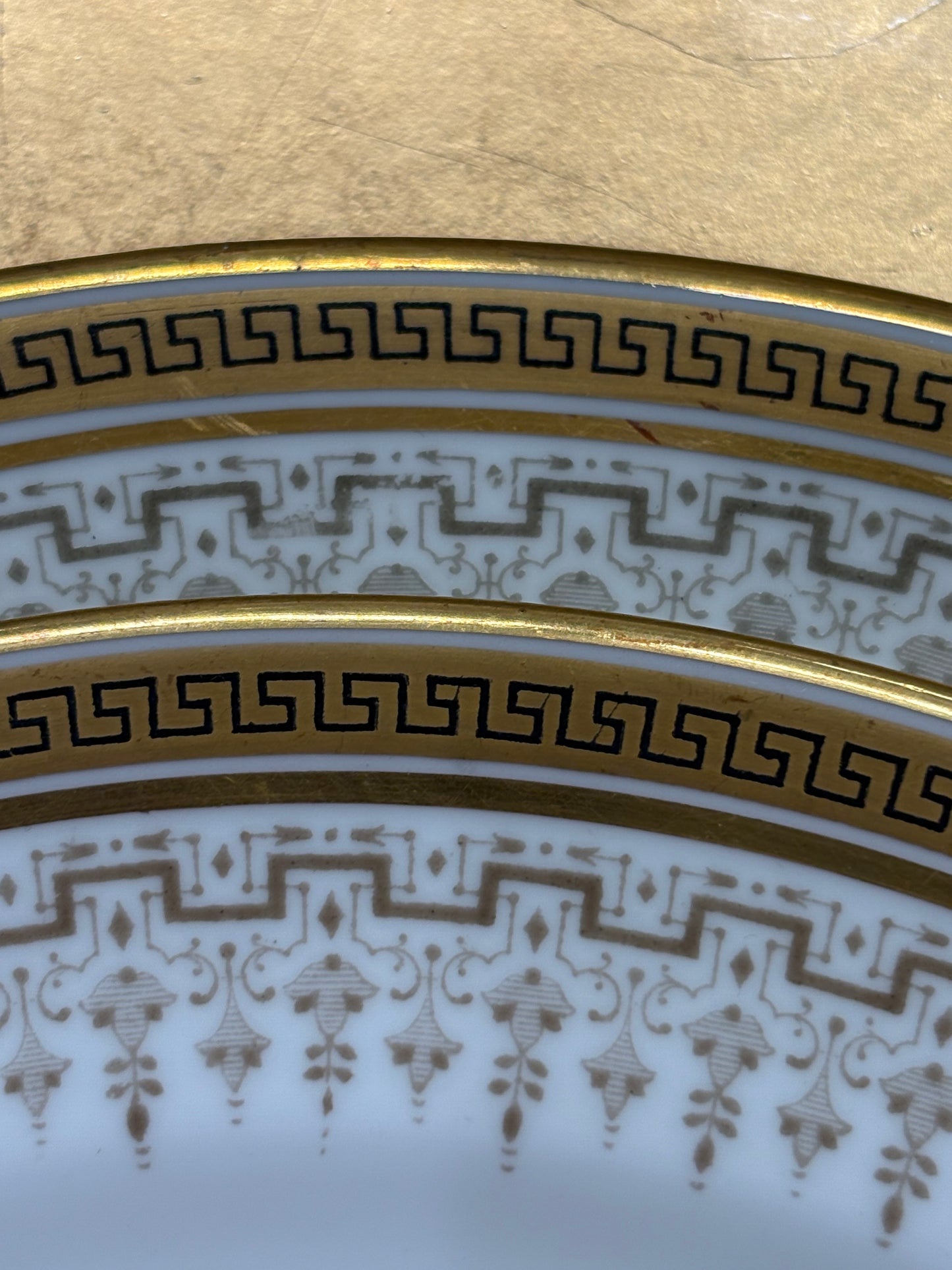 Antique 1890’s - Set (12) Cauldon Salad Plates, 8.5”D - Pristine!