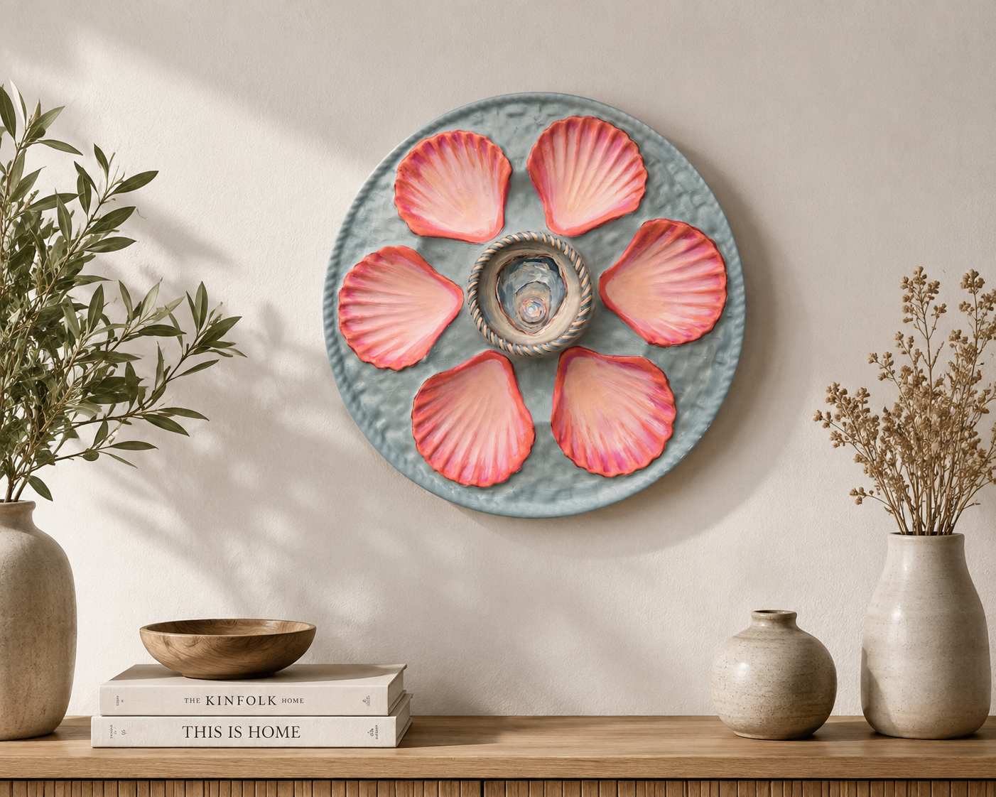 Pearl hand painted oyster plate