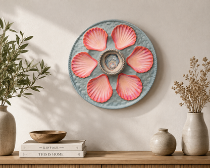 Pearl hand painted oyster plate