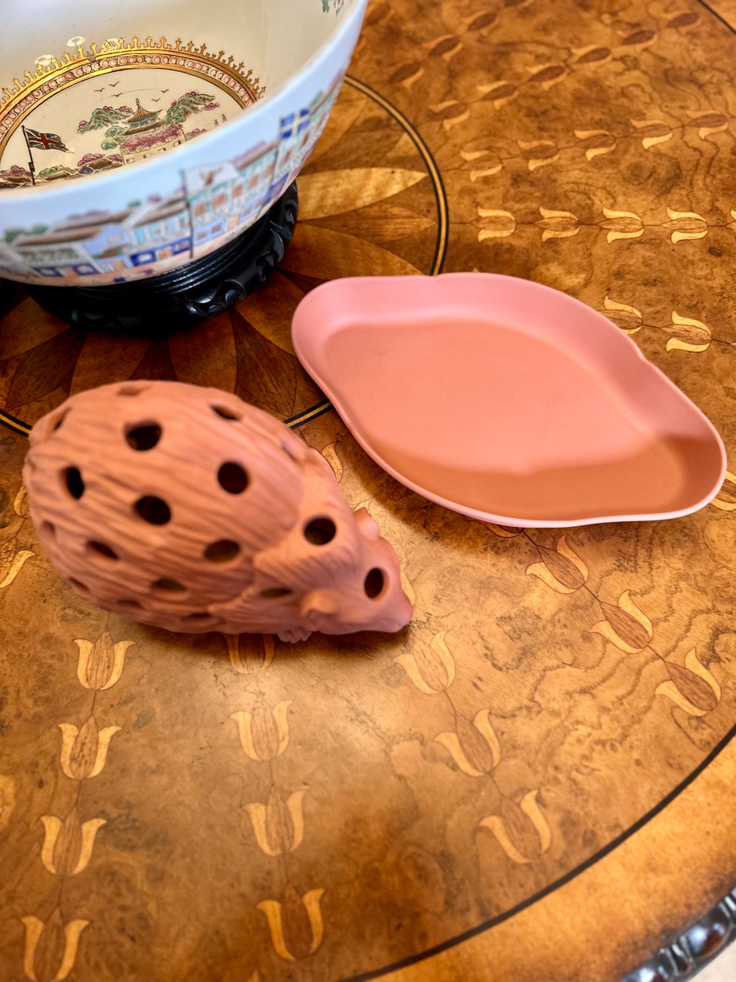 Rare Wedgwood Jasperware Hedgehog Bulb Pot & Stand, Terracotta, c. 1971