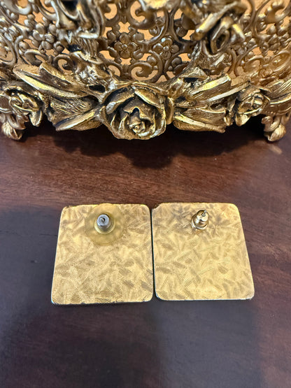 Vintage 1980’s Anne Klein Square Lion Pierced Earrings