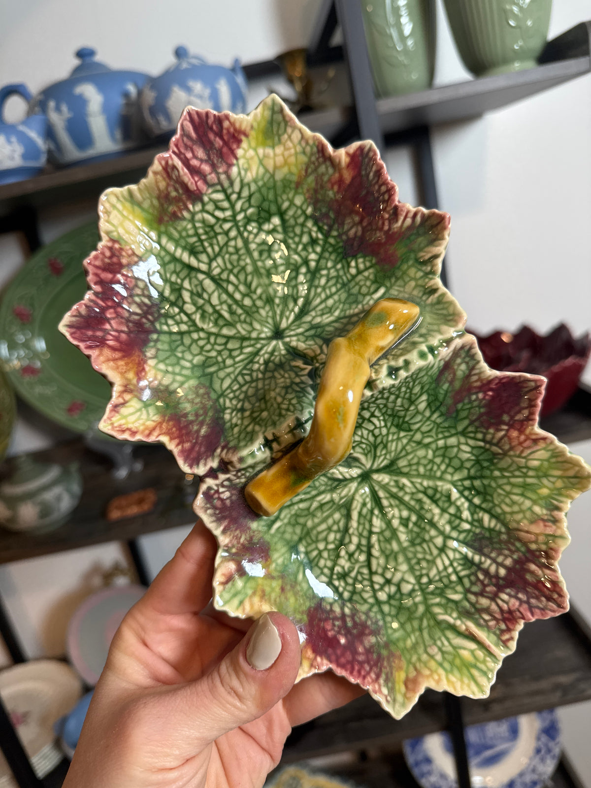 Vintage Bordallo Pinheiro Grape Leaf Divided Serving Dish – Portugal