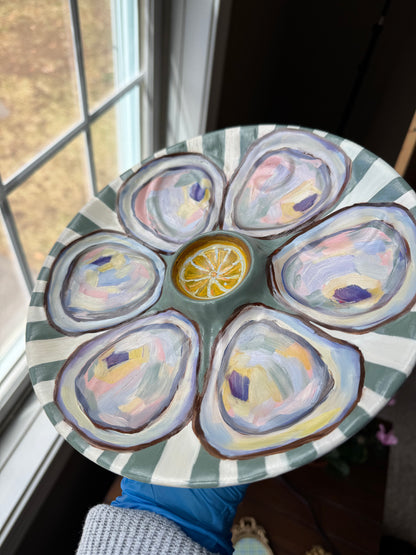 Hand painted oyster plate