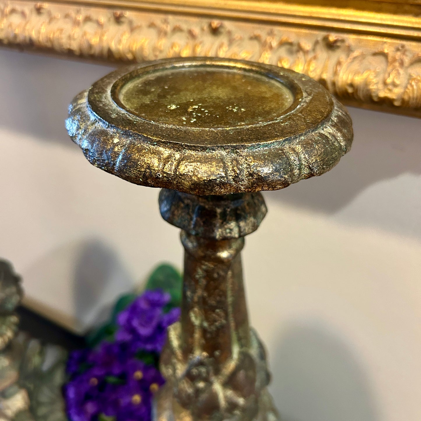 Spectacular pair of baroque  claw leg chippendale pillar candle holders 21 in