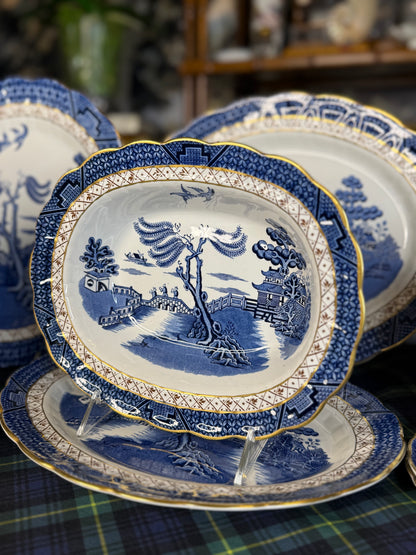 Vintage Booths Real Old Willow Oval Serving Bowl | A8025 | 10” × 8” | English Transferware