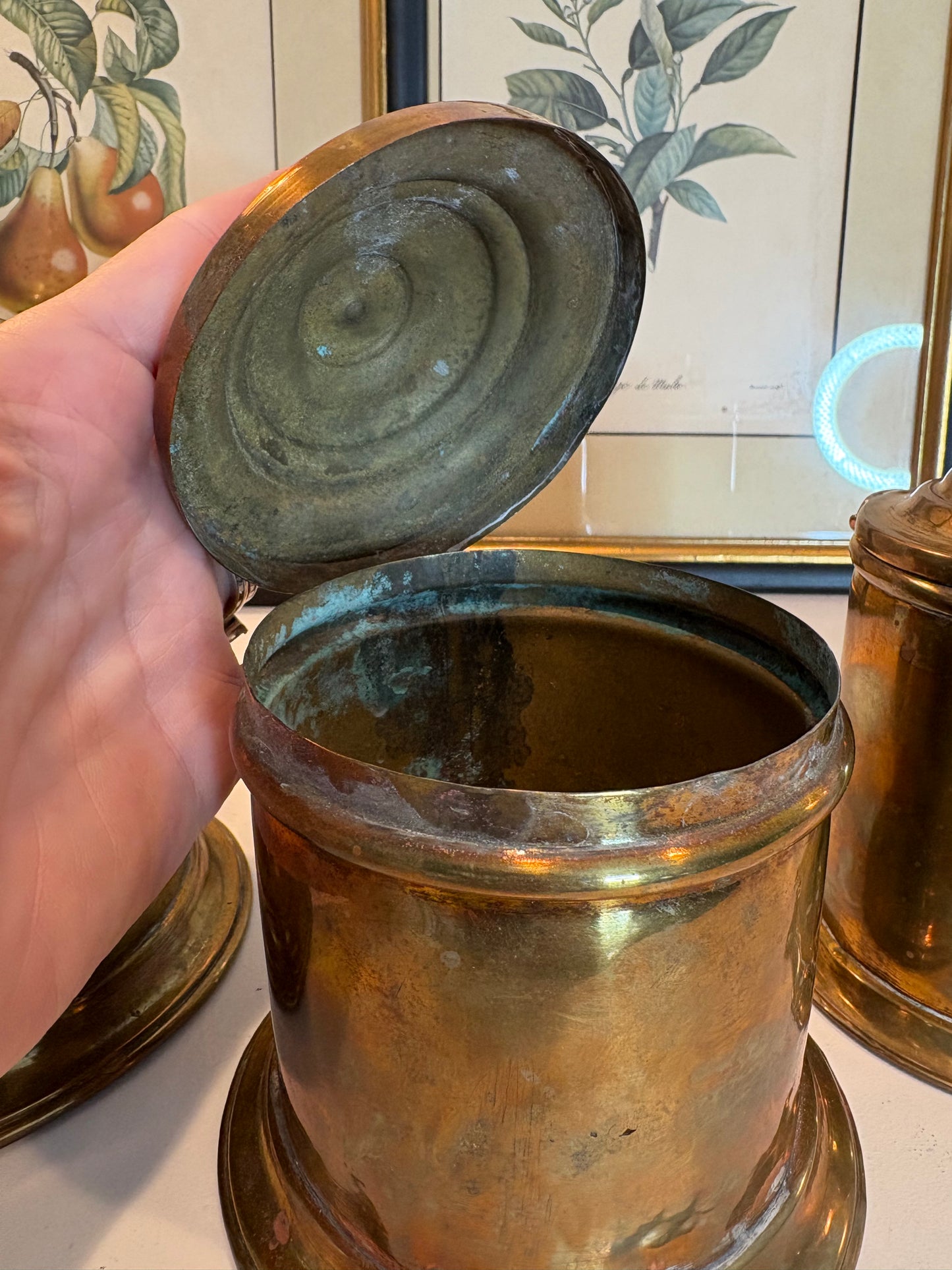 Set of (4) Antique Brass Canisters
