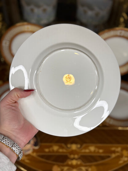 Set of (5) Minton Luncheon Plates, Early 1960s – Greek Key & Gilt, Tiffany & Co. / Henry Birks Marks, 9” Dia.