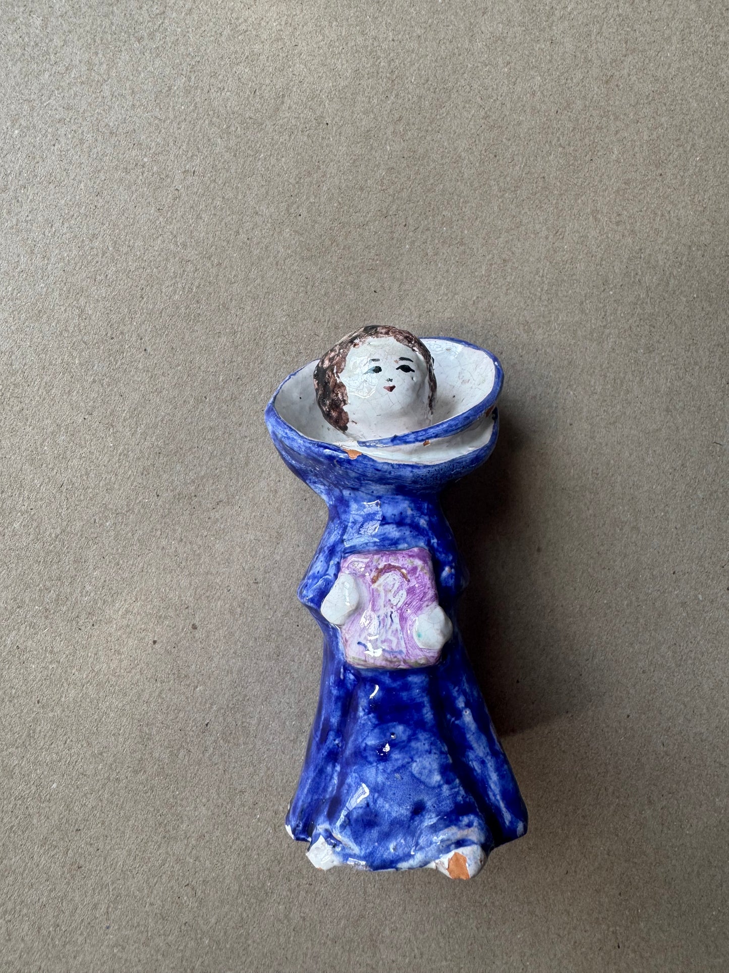Vintage Handmade Folk Art Pottery Figurine