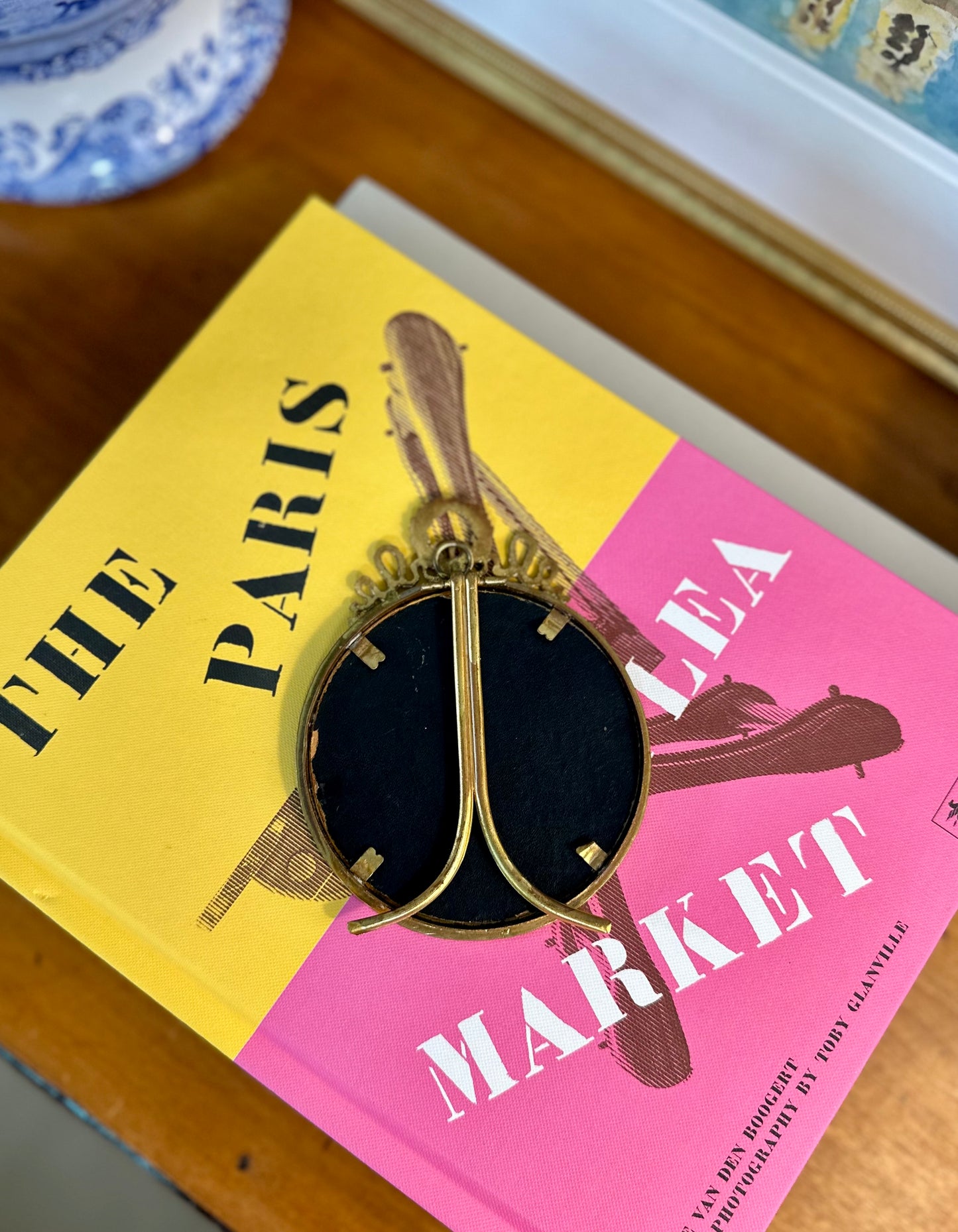 19th Century Napoleon III Gilt Bronze Round Frame, Made in France, 5"