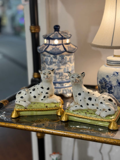 Danny's Fine Porcelain - White leopard bookend pair, 5x4x4