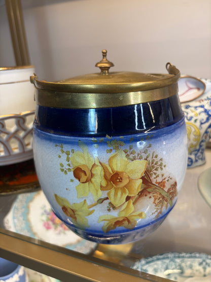 Antique floral biscuit jar!
