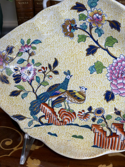 RESERVED - CASEY - Antique Copeland & Garrett “Peacock & Parsley” Diamond Dish, c.1833–1847 | Transferware Serving Dish | 10.5” x 7.5” | #DA4527