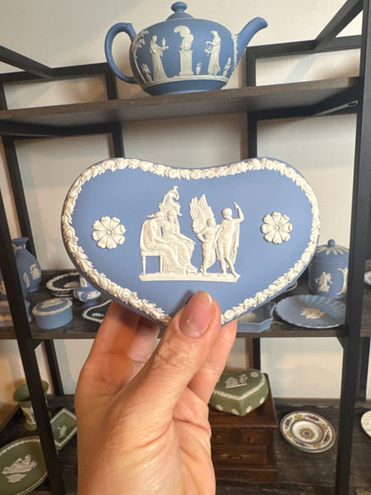 Wedgwood heart shape trinket box blue and white