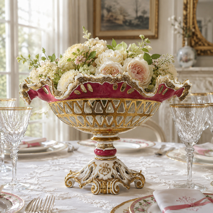Antique Old Paris Porcelain Pompadour Pink Corbeille de Fruits | Napoleon III, 19th Century