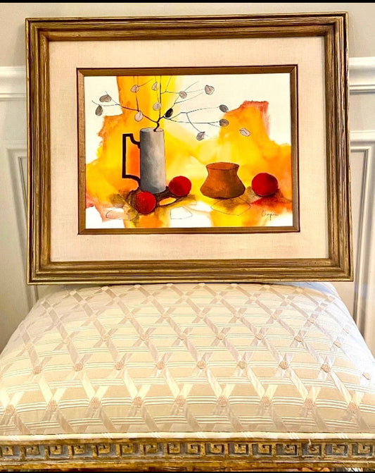 Original MCM abstract still life oil painting. 
Signed by artist Chaplin.