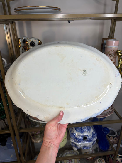 Antique flow blue turkey platter with gold details!
