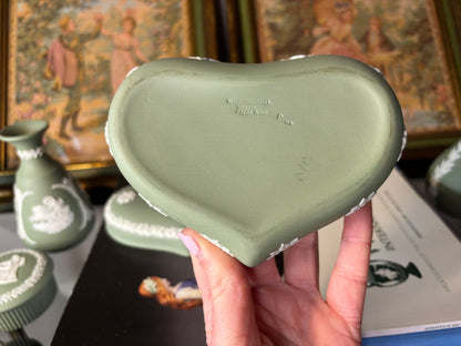 Wedgwood Jasperware Green large heart trinket box!