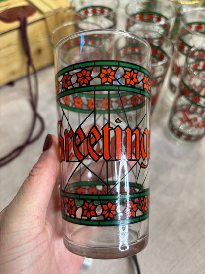 Gorgeous set of 6 Season’s Greetings highballs!