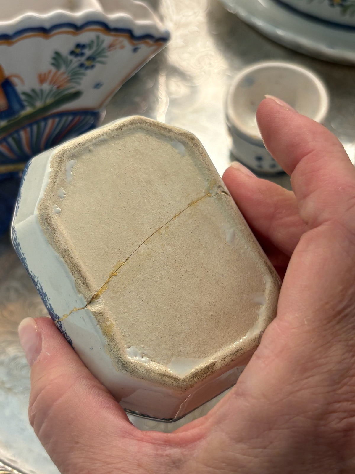 WCCR Charitable Item #192 | HB Quimper France Hand-Painted Rectangular Dish | French Faience | 5" x 6"