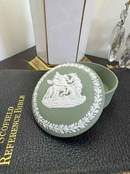 Wedgwood sage green cupcake style trinket box