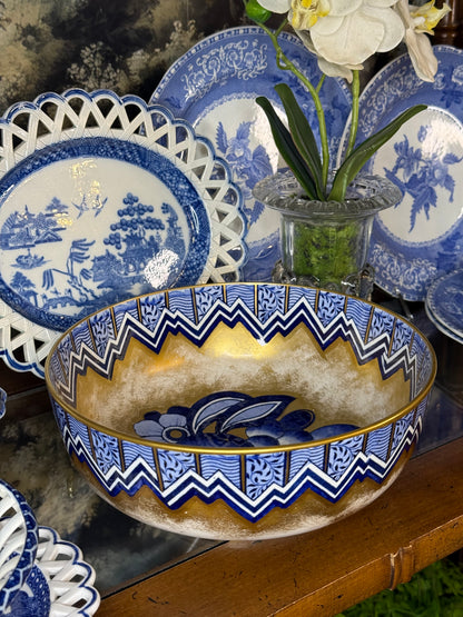 Antique Losol Ware Blue & Gold Bowl | c. 1920 | DA4233