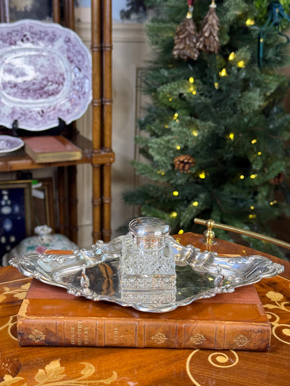 Antique English Silver Inkwell & Tray | Birmingham 1905 | DA0476