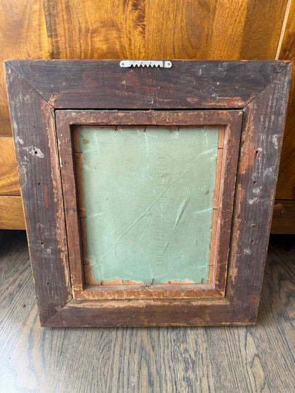 Antique Oil Portrait on Board in Period Giltwood Frame 17x15”