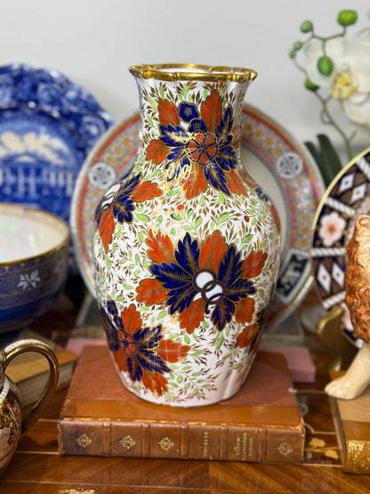 Antique Copeland Spode “Imari Style” Porcelain Vase | England | Hand-Decorated Gilt Floral Vase | 10.5”H | Restored