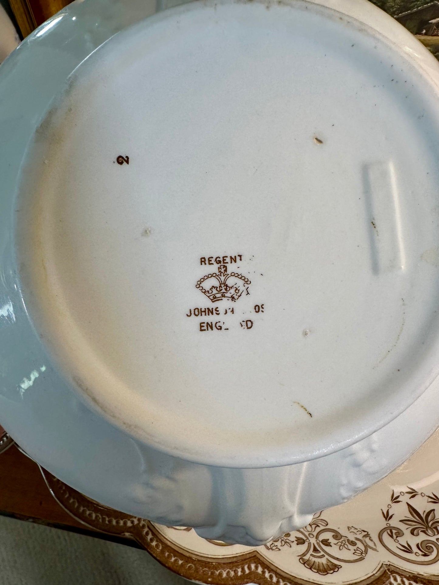 RARE Antique Regent Brown Transferware Lidded Tureen with Ladle & Underplate, 18"