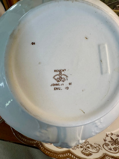 RARE Antique Regent Brown Transferware Lidded Tureen with Ladle & Underplate, 18"