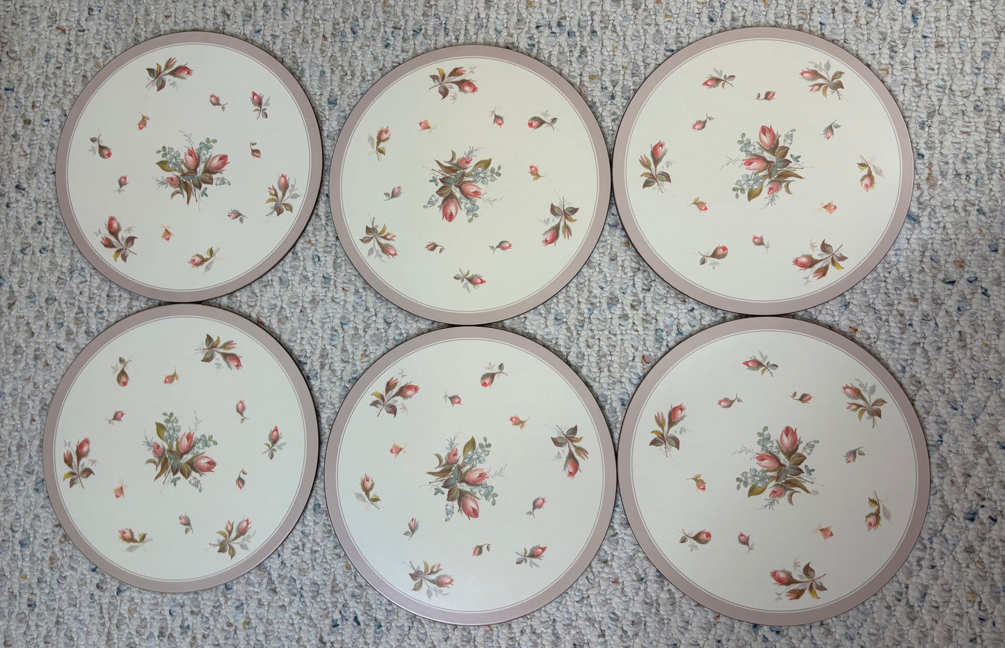 Vintage Pimpernel Rosebud round placemats set of 6!