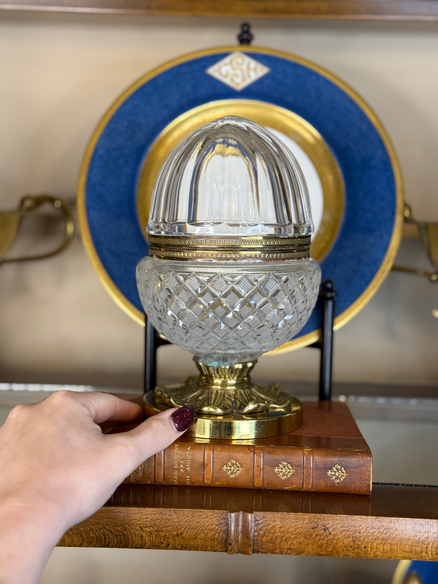 Antique Bronze-Mounted Cut Crystal Lidded Jar, c. 1890–1910