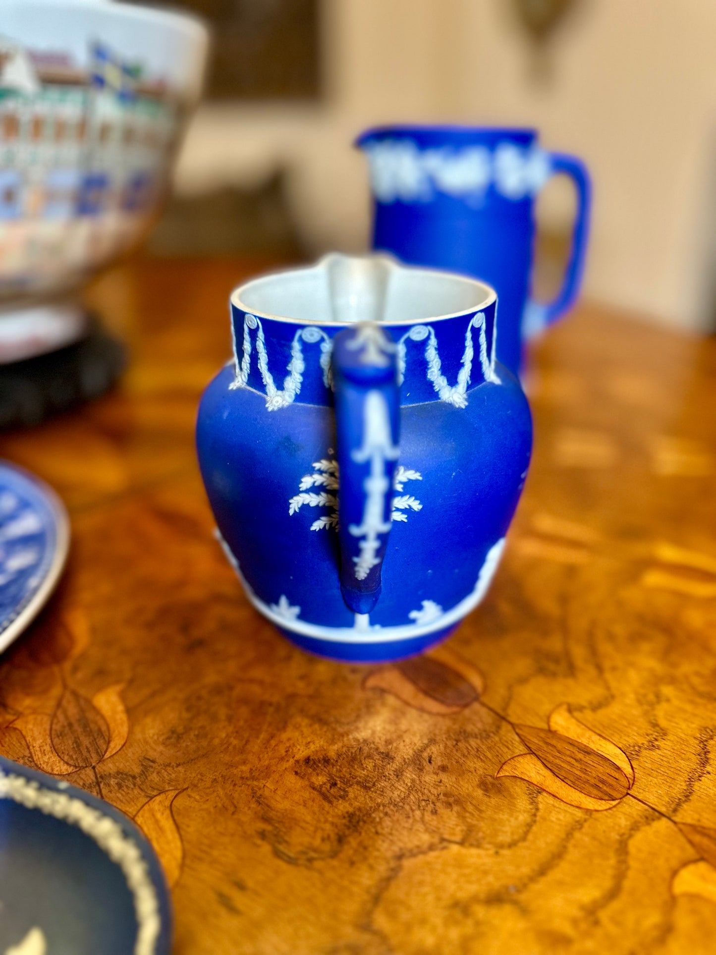 Vintage Wedgwood Cobalt Blue Jasperware Creamer / Dutch Jug c.1936