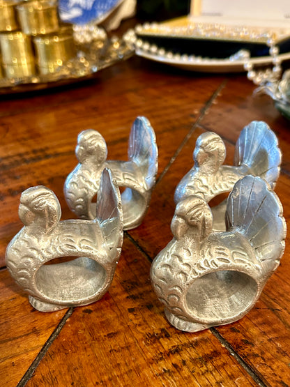 Set of 5 holiday snowman napkin ring holders