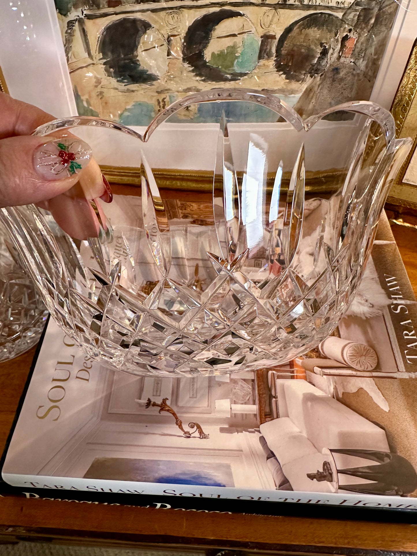 Beautiful Vintage Scalloped Edge Lismore Crystal Bowl by Waterford, 9"