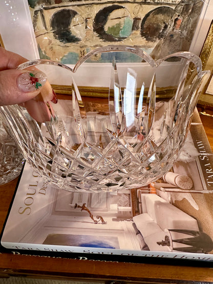 Beautiful Vintage Scalloped Edge Lismore Crystal Bowl by Waterford, 9"