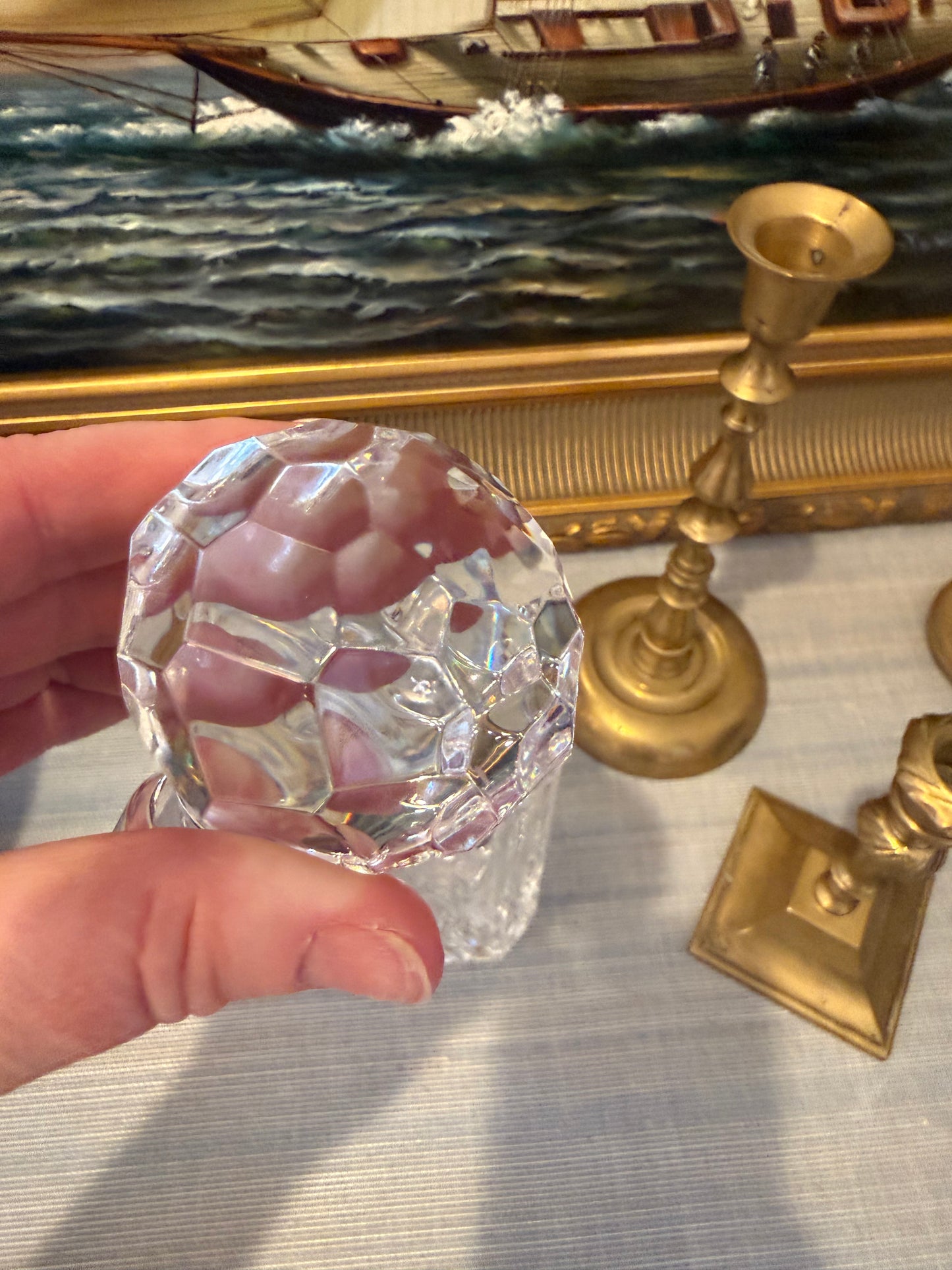 Vintage Crystal Decanter with Silver Plate Scotch Hang Tag