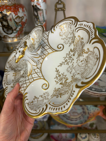 Beautiful white and gold divided dish with handle!