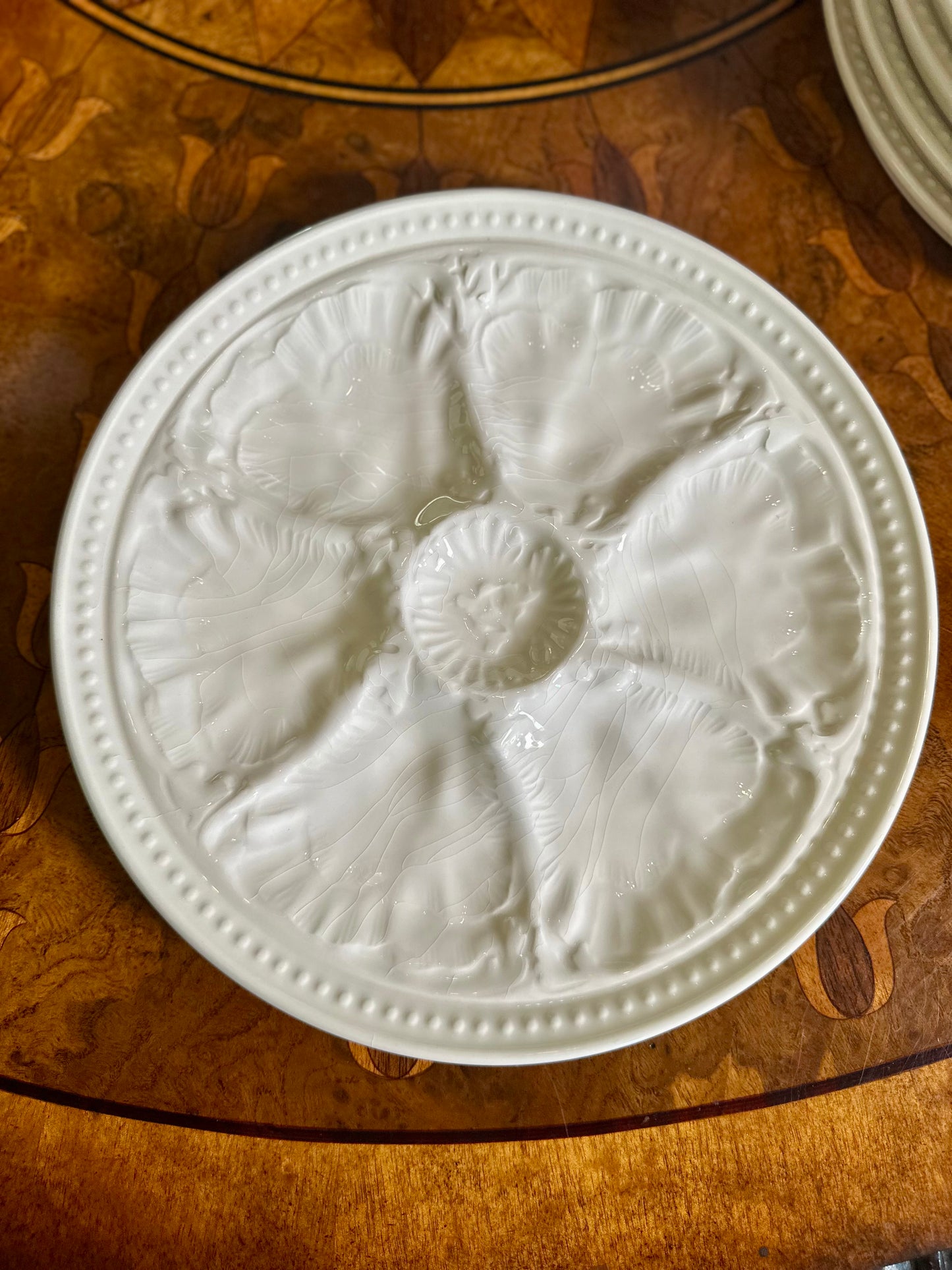 Vintage Gien France White Faience Oyster Plate | Circa 1960s