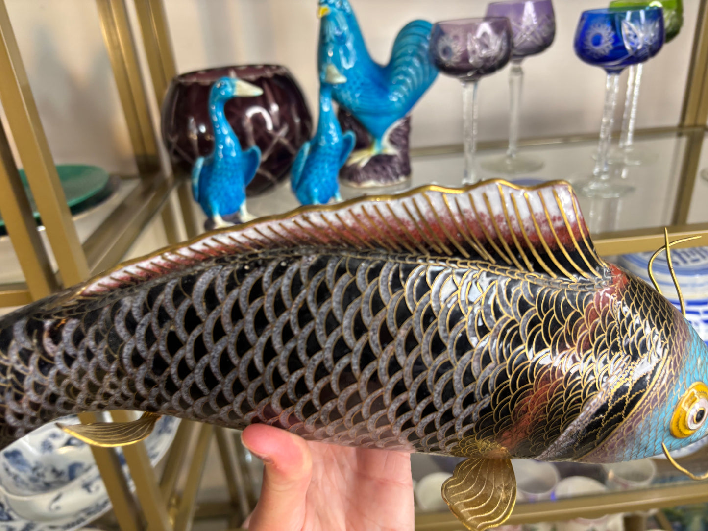 Stunning cloisonné 14” fish!